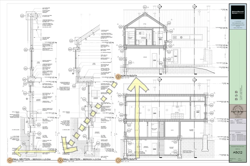 Prancha de projeto de arquitetura no Layout (Paper Space) do AutoCAD, com a planta de uma residência e o carimbo no canto inferior direito