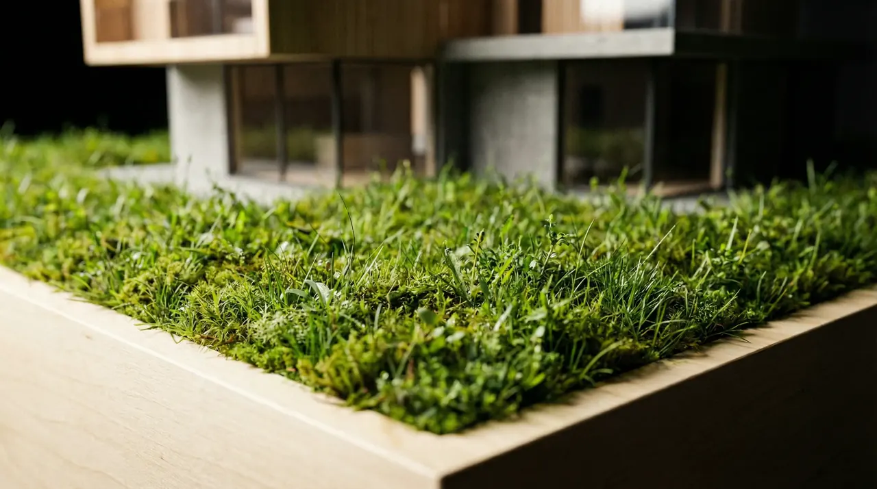 Grama para maquete arquitetônica com Static Grass aplicado em maquete de edifício
