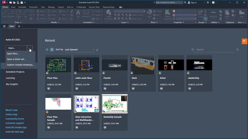 Viewport do AutoCAD mostrando aplicação dos comandos LINE e OFFSET em planta baixa residencial