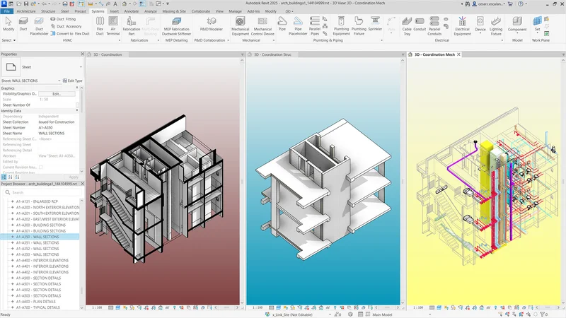Exemplo de renderização e documentação no Revit